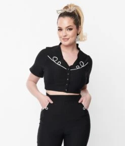 Black & White Cantarito Top -Pleaser Clothing Store black white cantarito top 675911