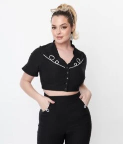 Black & White Cantarito Top -Pleaser Clothing Store black white cantarito top 734025