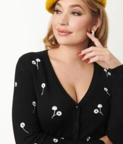 Black & White Daisy Cardigan -Pleaser Clothing Store black white daisy cardigan 218767