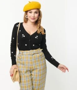Black & White Daisy Cardigan -Pleaser Clothing Store black white daisy cardigan 306867