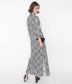 Black & White Mod About You Maxi Dress -Pleaser Clothing Store black white mod about you maxi dress 371442