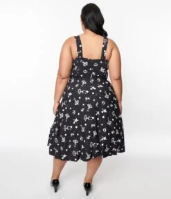 Black & White Robot Heidi Swing Dress -Pleaser Clothing Store black white robot heidi swing dress 228227