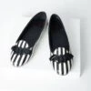 Black & White Striped Bat Mary Jane Flats