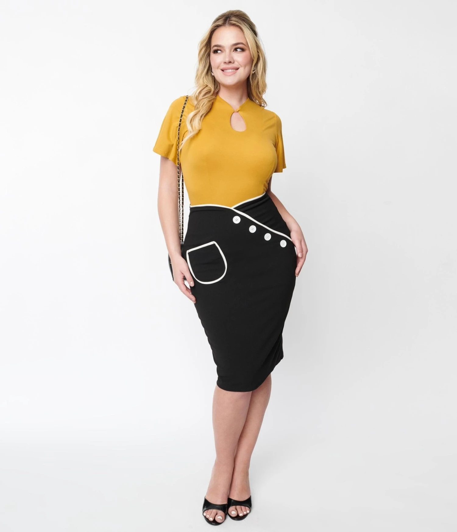Black & White Trim Pencil Skirt 5 Black & White Trim Pencil Skirt - Image 5