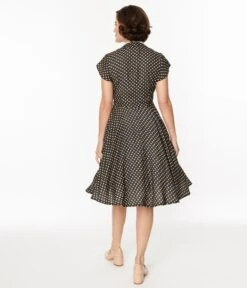 Black & Yellow Polka Dot Swing Dress -Pleaser Clothing Store black yellow polka dot swing dress 590702