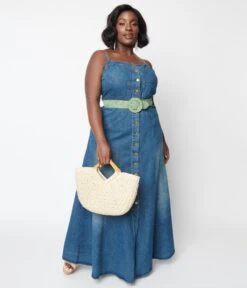 Blue Denim Button Down Maxi Dress