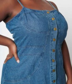 Blue Denim Button Down Maxi Dress -Pleaser Clothing Store blue denim button down maxi dress 238999