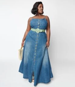 Blue Denim Button Down Maxi Dress -Pleaser Clothing Store blue denim button down maxi dress 607802
