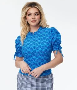 Blue Driftwood Floral Top -Pleaser Clothing Store blue driftwood floral top 253245