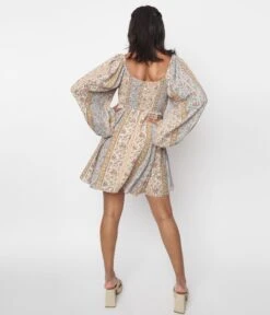 Blue & Pink Floral Striped Babydoll Dress -Pleaser Clothing Store blue pink floral striped babydoll dress 258620