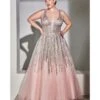 Cinderella Divine Blush Beaded Shimmer Prom Ball Gown