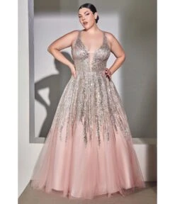 Cinderella Divine Blush Beaded Shimmer Prom Ball Gown