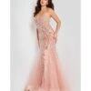 Jovani Blush Sequin Embellished Corset Trumpet Evening Gown