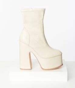 Bone Platform Preston Boots -Pleaser Clothing Store bone platform preston boots 386198