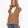 Brown Cable Knit Sweater Vest