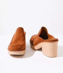 Brown Faux Suede Platform Mule Heels -Pleaser Clothing Store brown faux suede platform mule heels 161257