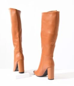 Brown Leatherette Pointed Toe Knee-High Boots -Pleaser Clothing Store brown leatherette pointed toe knee high boots 470560