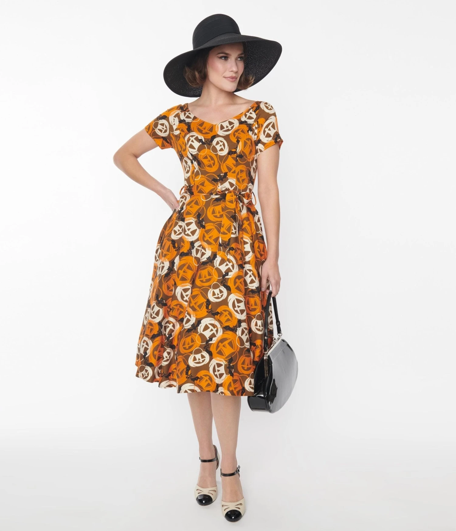 Brown & Orange Pumpkins Bella Swing Dress 1 Brown & Orange Pumpkins Bella Swing Dress