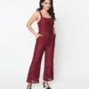 Burgundy Floral Lace Jumpsuit