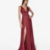 Cinderella Divine Burgundy Glamour Satin A-Line Bridesmaid Dress