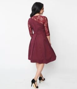 Burgundy Lace Swing Dress -Pleaser Clothing Store burgundy lace swing dress 114046