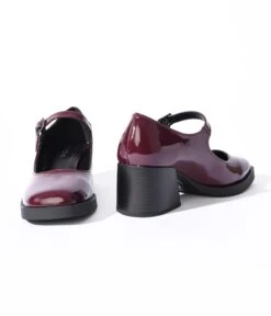 Burgundy Patent Leatherette Mary Jane Heels -Pleaser Clothing Store burgundy patent leatherette mary jane heels 451185