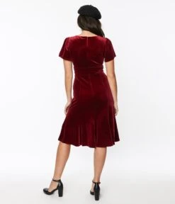 Burgundy Velvet Midi Shift Dress -Pleaser Clothing Store burgundy velvet midi shift dress 868465