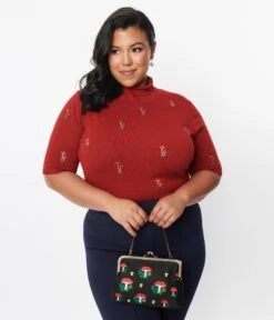 Burnt Orange Mushroom Dreams Sweater