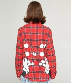 Cakeworthy Minnie Mouse Bow Red Plaid Unisex Flannel -Pleaser Clothing Store cakeworthy minnie mouse bow red plaid unisex flannel 404163