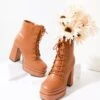 Camel Brown Lace Up Platform Booties