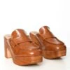 Camel Brown Platform Loafer Clogs