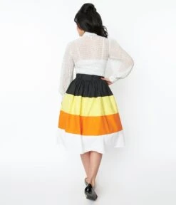 Candy Corn Stripe Swing Skirt -Pleaser Clothing Store candy corn stripe swing skirt 367151