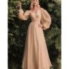 Cinderella Divine Champagne Chiffon Sweetheart Bridesmaid Goddess Gown