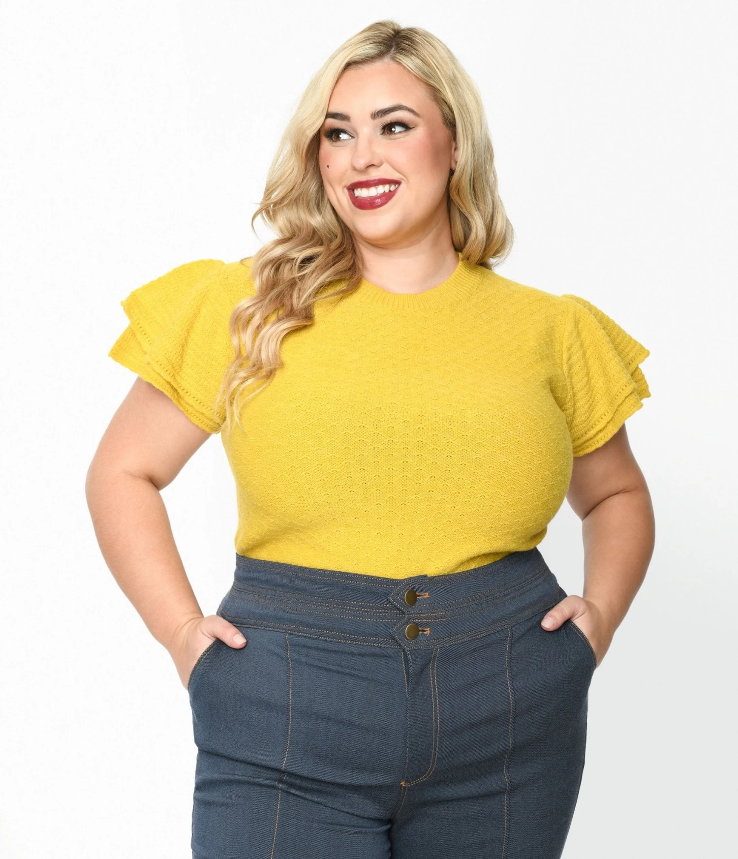 Chartreuse Ruffle Sleeved Knit Top 1 Chartreuse Ruffle Sleeved Knit Top