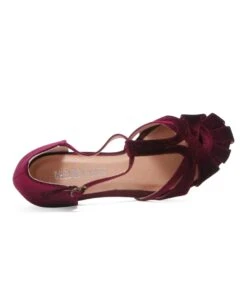 Chelsea Crew Burgundy Velvet T-Strap Sergi Heels -Pleaser Clothing Store chelsea crew burgundy velvet t strap sergi heels 146315