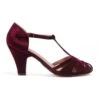 Chelsea Crew Burgundy Velvet T-Strap Sergi Heels