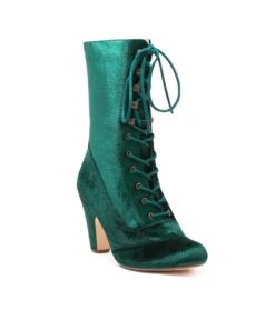 Chelsea Crew Emerald Green Velvet Victorian Claire Boots