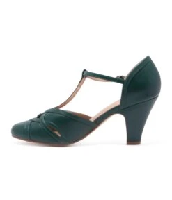 Chelsea Crew Forest Green T-Strap Sandy Heels -Pleaser Clothing Store chelsea crew forest green t strap sandy heels 786383