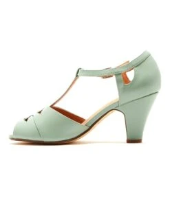 Chelsea Crew Mint Leatherette T-Strap Catherina Heels -Pleaser Clothing Store chelsea crew mint leatherette t strap catherina heels 197531