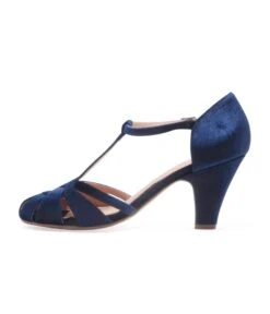 Chelsea Crew Navy Velvet T-Strap Sergi Heels -Pleaser Clothing Store chelsea crew navy velvet t strap sergi heels 155873