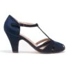 Chelsea Crew Navy Velvet T-Strap Sergi Heels