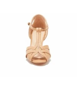 Chelsea Crew Nude Leatherette T-Strap Nina Heels -Pleaser Clothing Store chelsea crew nude leatherette t strap nina heels 548953