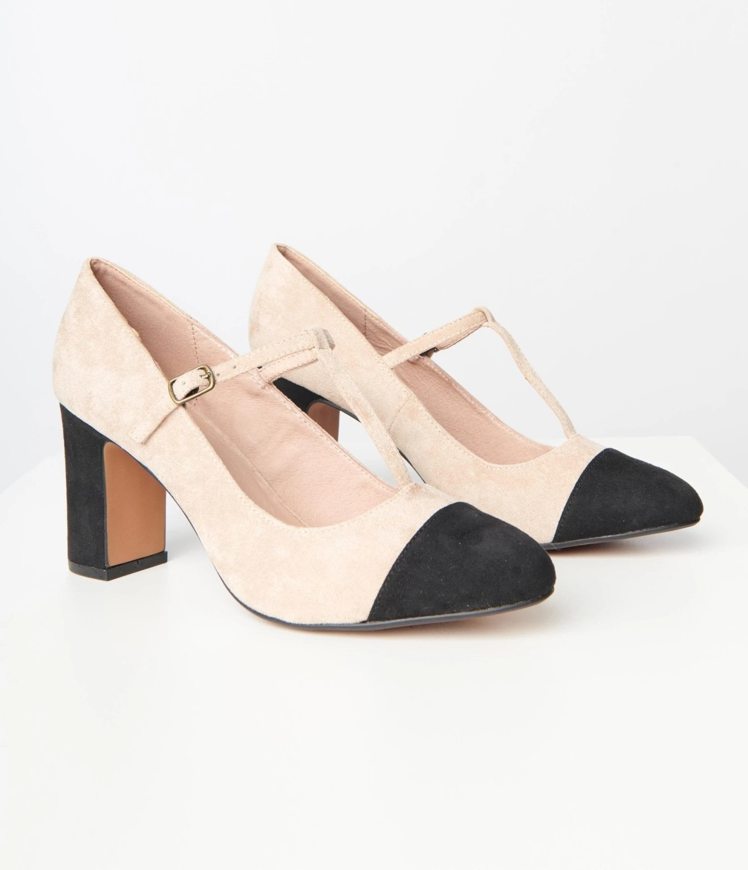 Chelsea Crew Nude Suede T-Strap Oasis Heels 5 Chelsea Crew Nude Suede T-Strap Oasis Heels - Image 5