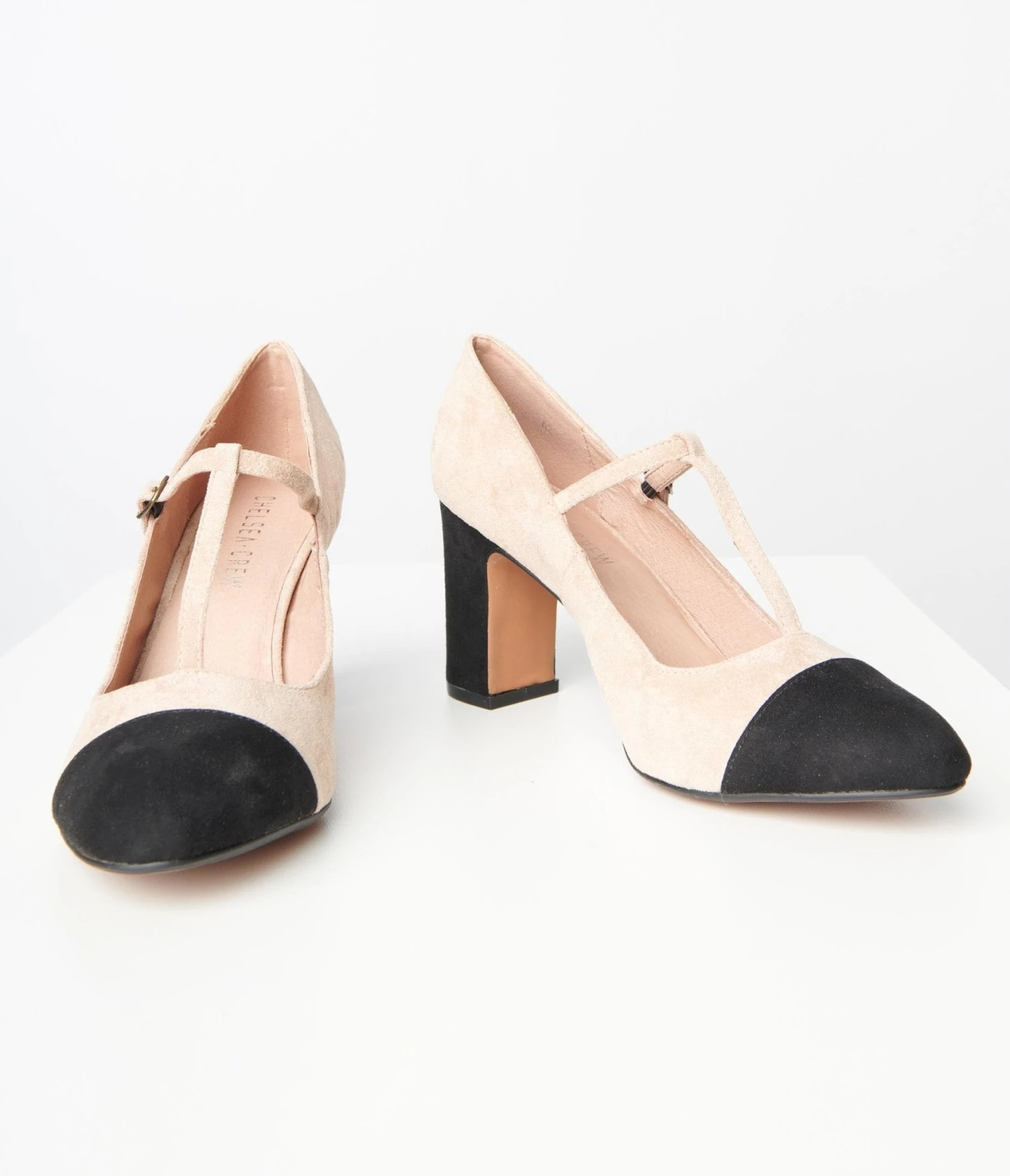 Chelsea Crew Nude Suede T-Strap Oasis Heels 4 Chelsea Crew Nude Suede T-Strap Oasis Heels - Image 4