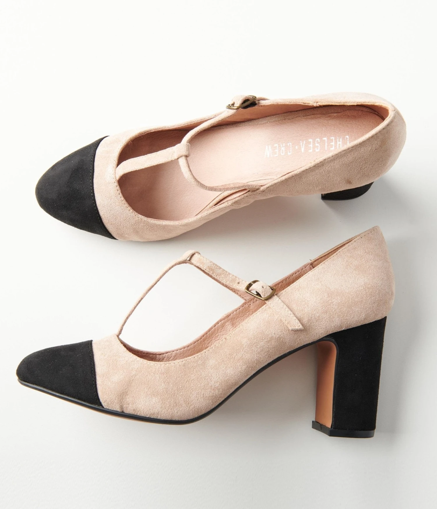 Chelsea Crew Nude Suede T-Strap Oasis Heels 3 Chelsea Crew Nude Suede T-Strap Oasis Heels - Image 3