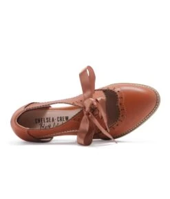 Chelsea Crew Tan Leather Bow Oxford Heels -Pleaser Clothing Store chelsea crew tan leather bow oxford heels 340208