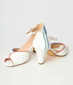 Chelsea Crew White & Rainbow Piping Larisa Heels -Pleaser Clothing Store chelsea crew white rainbow piping larisa heels 395076