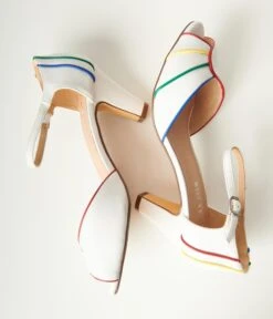Chelsea Crew White & Rainbow Piping Larisa Heels -Pleaser Clothing Store chelsea crew white rainbow piping larisa heels 850745