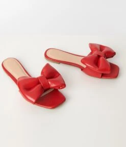 Chic Smooth Red Bow Slipper -Pleaser Clothing Store chic smooth red bow slipper 295059