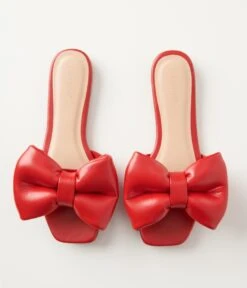 Chic Smooth Red Bow Slipper -Pleaser Clothing Store chic smooth red bow slipper 979949